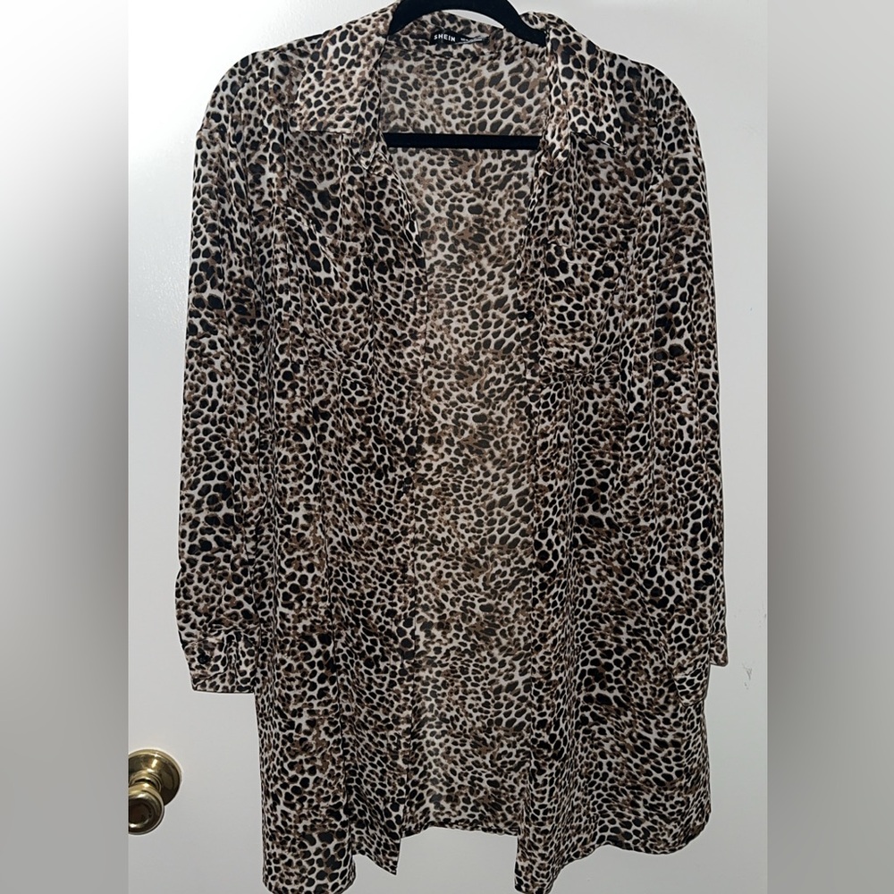 Cheetah print button up shirt